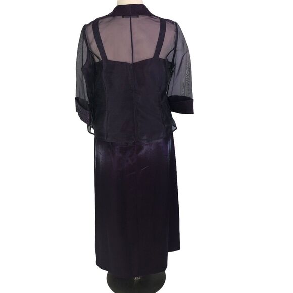 Alex Evenings Mother of Bride Jacket Dress Shift Lagenlook Purple Size 18WP - Picture 2 of 9